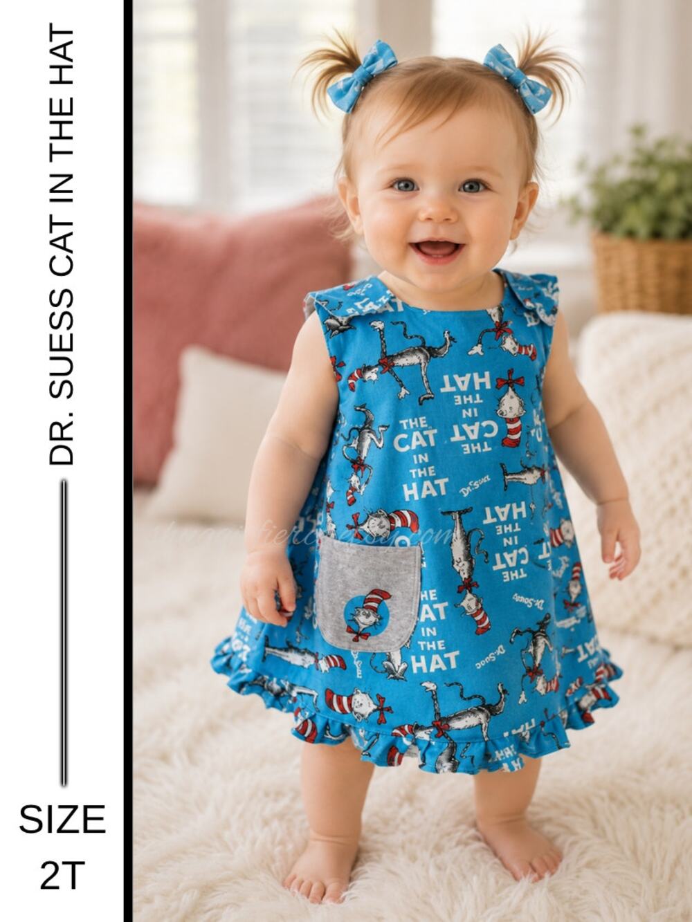 👗 2PIECE SET Handmade Dr. Seuss Baby Dress | Size 2T | Bloomers Included  👗